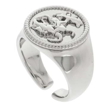 Imagem de Anel São Jorge Guerreiro Santo Fé e Proteção Unissex Prata Ajustavel Amuleto Espiritual Abre Caminhos