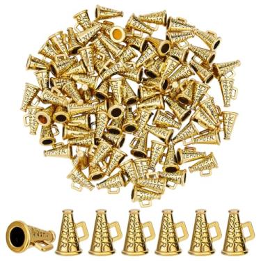 Imagem de PH PandaHall 90 peças pingentes de megafone com pingente de alto-falante dourado antigo, mini pingentes de trompete de líder de torcida, pingentes de chifre tibetano para artesanato faça você mesmo