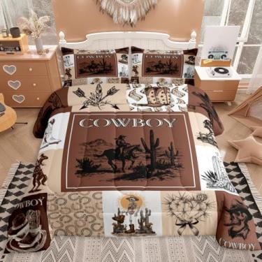 Imagem de Feelyou Jogo de cama com animais de fazenda, tamanho casal, urso, para crianças, mulheres, homens, ultramacio, tema de caça, conjunto de edredom azul rústico para decoração de quarto