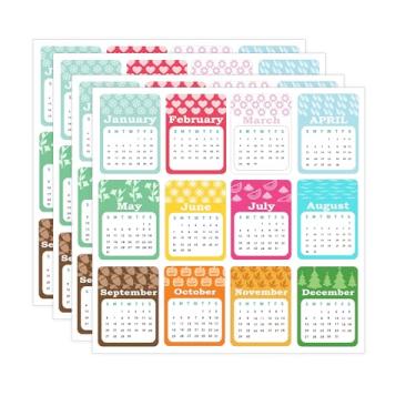 Imagem de Adesivos de calendário mensal anual de 2026, adesivo de janeiro de 2026 a dezembro de 2026, etiquetas de programação mensal de 5 x 6 cm para agendas de cadernos de scrapbook, suprimentos, 12 peças