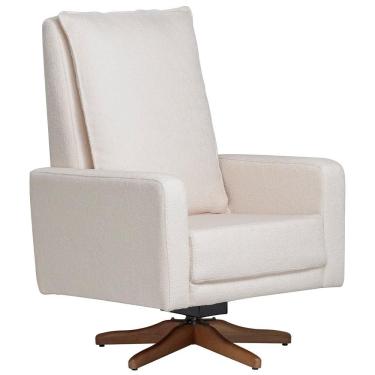 Imagem de Poltrona De Amamentação Com Balanço Giratória Noah D02 Bouclê Off White B-114 - Lyam Decor