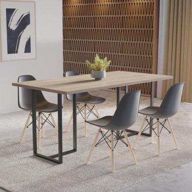 Imagem de Conjunto Mesa com 4 Cadeiras Eames Pp Espresso Móveis Grafite/Siena/Preto