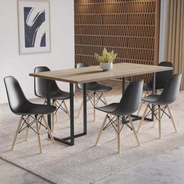 Imagem de Conjunto Mesa com 6 Cadeiras Eames Pp  Espresso Móveis Grafite/Siena/Preto
