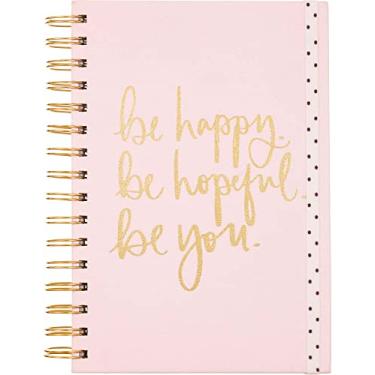 Imagem de Caderno de capa rígida Dayna Lee Collection, 15 x 20 cm, 200 páginas, folhas pautadas sem ácido, faixa elástica, Be Happy