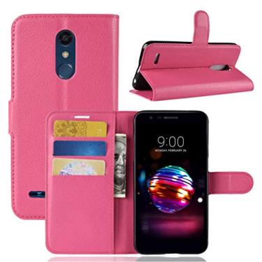 Imagem de Capa para LG K10 2018, capa carteira flip de couro PU premium com compartimento para cartão, suporte e fecho magnético [capa interior à prova de choque de TPU] Compatível com LG K10 2018