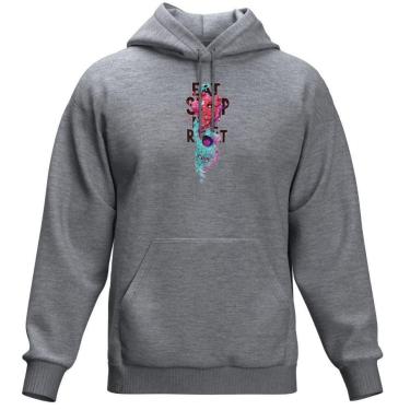 Imagem de Moletom Fechado Estampado Bolso Canguru Com Capuz Blusa De Frio Colorida-Masculino