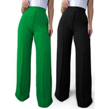 Imagem de Kit 02 Calça Feminina Pantalona Tecido Duna Atacado-Feminino