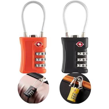 Imagem de Cadeado Cabo Aço Senha Mala Viagem Aeroporto Mochila Armario Academia (Laranja)