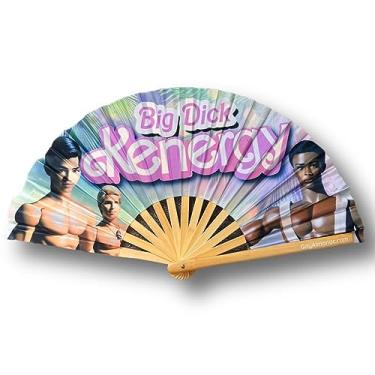 Imagem de PandaTak Ventilador portátil Pride Festival – Grande ventilador de mão de bambu de 33 cm dobrável com tinta UV reativa – Acessório divertido para festas, shows e trajes de festival (Kenergy)