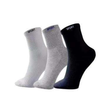 Imagem de 12 Pares Meias Masculina Cano Alto Grossa Algodão Oferta - Sport, Cinz