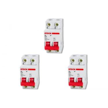 Imagem de Kit C/3 - Disjuntor Steck Din Bipolar 63A Sd62 C  Sdd62C63