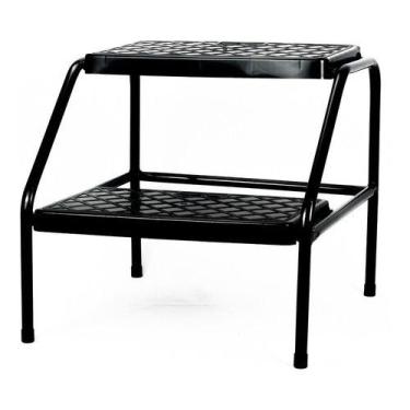 Imagem de Escada Auxiliar Metálica 2 Degraus Estética Maca Preta - HATTEN