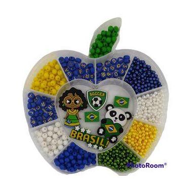 Imagem de kit miçangas copa do mundo brasil iniciantes para colares e pulseiras 