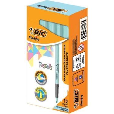 Imagem de Caneta Marca Texto Marking Azul Pastel - Caixa com 12 Unidades - BIC