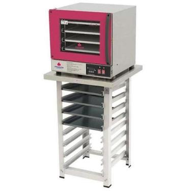 Imagem de Kit - Forno Turbo Elétrico Fast Oven PRP-004 Plus 220V Vermelho + Banc