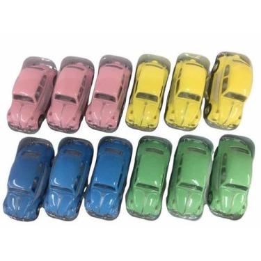 Imagem de Kit 12 Chaveiros Fusca 1967 Escala 1/64 Com Faixa Branca Porta - Kinsm