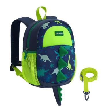 Imagem de Mochila Infantil Mommore com Coleira - Verde Dinossauro