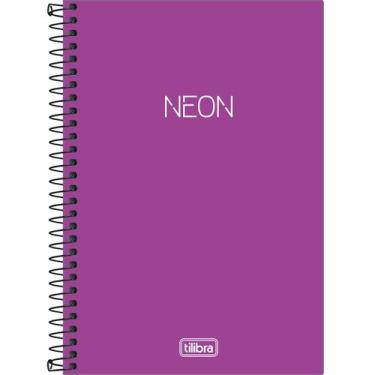 Imagem de Caderno Espiral Capa Plástica 1/4(pequeno) sem Pauta Neon Roxo 80 Folh