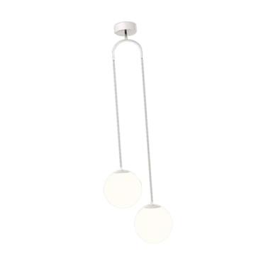 Imagem de Bothyi Luminária pendente globo, luminária de vidro com tampa de lâmpada E27, base de lustre, de teto suspensa para sala de estar interna, Branco