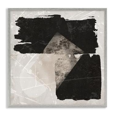 Imagem de Stupell Industries Design de arte giclée emoldurado cinza com duas formas abstratas pretas por Daniela Santiago, 30,5 x 30,5 cm