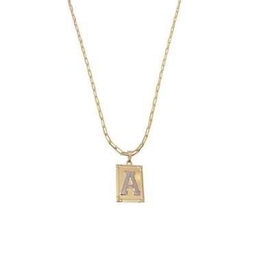 Imagem de Cordão 50Cm Masculino Feminino Pingente Letra A Banhado Ouro - Anaisa 