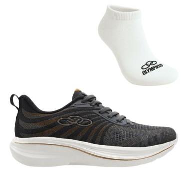 Imagem de Kit Tênis de Academia Feminino Olympikus Bruma E Meia, 37, Chumbo, Pre