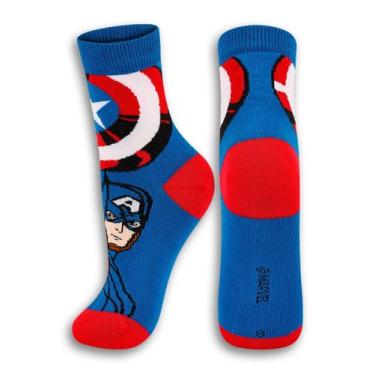 Imagem de Meia Infantil Cano Médio Vingadores 2451-013 - Marvel, Azul, 24/29