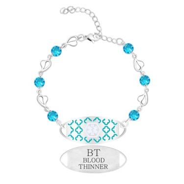 Imagem de Zircobic Pulseira de identificação personalizada com design floral elegante para mulheres e viajantes | Pulseira ajustável de alerta de 3 cores | Informações gravadas ou joias de saúde com código QR