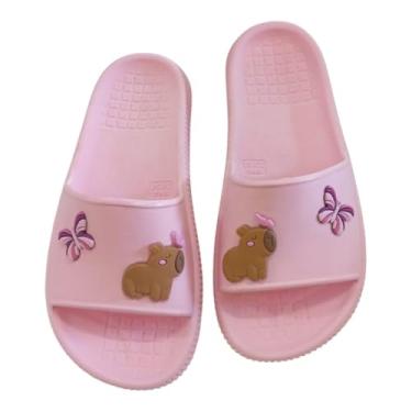 Imagem de Chinelo Slide MAX Capivara Borboleta Delicada Menina Infantil (Rosa Bebê, BR, Adulto, Faixa Numérico, 35, 36)