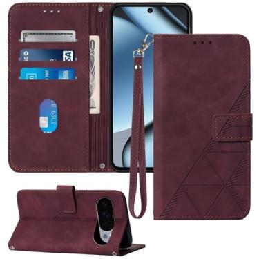 Imagem de Moment Dextrad Capa carteira para Pixel 10 Pro/Pixel 10, compartimentos para cartão, alça de pulso, proteção interna de telefone TPU, suporte de couro PU, capa flip folio (vermelha)