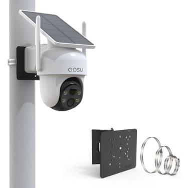 Imagem de HOLACA Suporte de poste de câmera PTZ para câmeras de segurança AUSO/ANSQUE/SEHMUA/Tapo/Cinnado/Reolink Solar sem fio ao ar livre (branco) (preto)