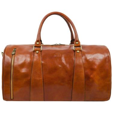 Imagem de Bolsa de Viagem Masculina Clássica de Couro, TIME RESISTANCE, Marrom Claro