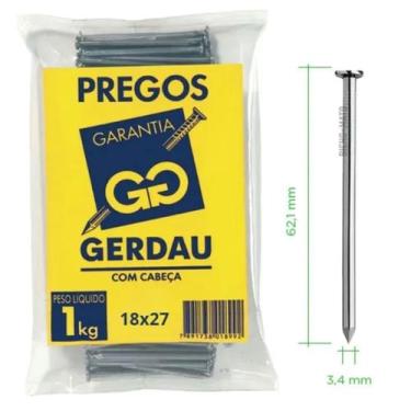Imagem de Prego 18 X 27 Com Cabeca Gerdau 1kg 