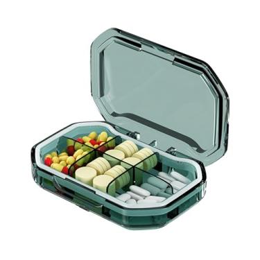 Imagem de Organizador de comprimidos de viagem, 4 compartimentos e 6 compartimentos, caixa de comprimidos pequena, estojo compacto para pílulas diárias para vitaminas, óleo de fígado de bacalhau, suplemento