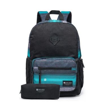 Imagem de Kit Mochila Masculina Hang Loose +Estojo Espaçosa e Reforçada Escolar,
