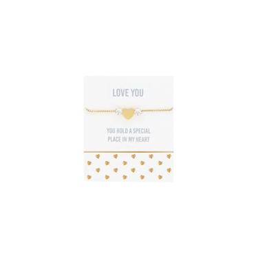 Imagem de Pavilion Gift Company - Love You - Pulseira com cordão ajustável banhada a ouro 18K Amigo família irmão amor apreciação acessório de moda, 4.5", Metal, Zircônia cúbica