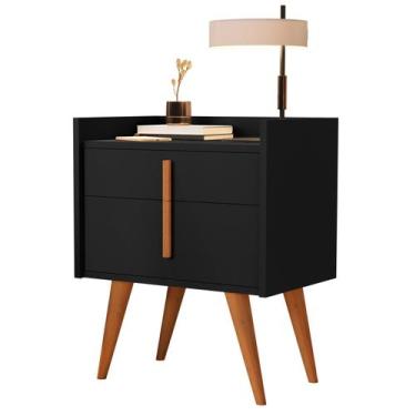 Imagem de Mesa De Cabeceira Quarto Retrô Decorativa Canto Lateral - Preto G2 Plu