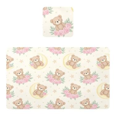 Imagem de Burbuja Jogo americano Bear Conjunto de 4 para mesa de jantar, tapetes de mesa de PVC impermeáveis antiderrapantes resistentes ao calor, fáceis de limpar, 30 x 45 cm