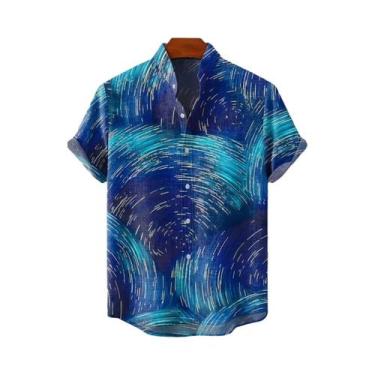 Imagem de Camisa De Linho Masculina De Verão Com Estampa, Elementos Populares Eu