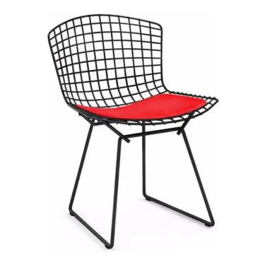 Imagem de Cadeira Bertoia Preta Com Assento Vermelho