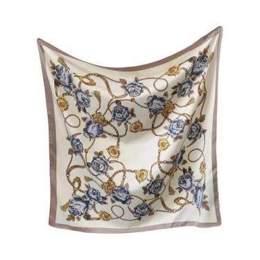 Imagem de Lenço De Seda Floral Para Mulheres, Protetor Solar, Foulard, Xale, Hij