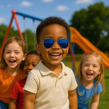 Imagem de Óculos de sol escuro infantil aviador c/ proteção uv - prime, Dourado