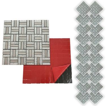 Imagem de Pastilha De Vidro Autocolante Kit 20 Uni Parede Facil Aplicacao Cozinha Banheiro Decorativa Moderna Reforma Requinte