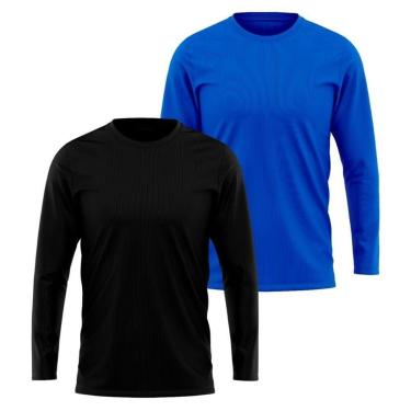 Imagem de Kit 2 Camisetas Manga Longa Segunda Pele Masculina Lisa Dry Academia Fit-Masculino