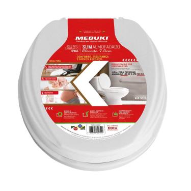Imagem de Assento Elevado para Vaso Sanitário Oval Almofadado com Tampa 7,5cm Branco Mebuki