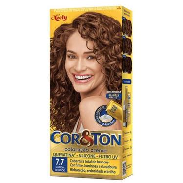 Imagem de Tinta de Cabelo Permanente Cor&Ton Niely - Marrom Dourado 7.7