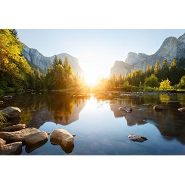Imagem de Yeele Cenário de 2,1 x 1,5 m Yosemite Valley para fotografia, lago, rio, montanha, natureza, paisagem, floresta, parque, nascer do sol, turista, viagem, crianças, adultos, cabine fotográfica, adereços