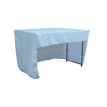 Imagem de LA Linen Toalha de mesa ajustada de popelina de poliéster aberto nas costas 122 cm C x 76 cm A, azul claro