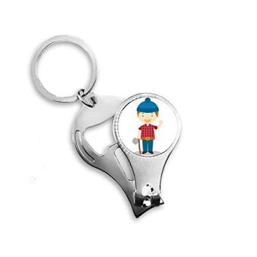 Imagem de Blue Hat Shirt Canada Cartoon Nail Nipper Ring Chaveiro Abridor de Garrafas Cortador