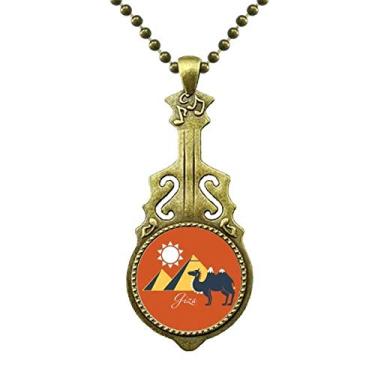 Imagem de DIYthinker Colar com estampa de camelo da pirâmide do Egito com estampa de camelo da Esfinge de guitarra antiga